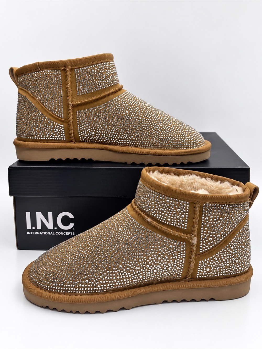 I.N.C. Arief Plush Lined Bling Booties new in box Size 9